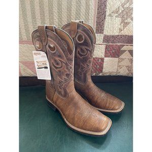 New  Boulet  Brown Leather Western Cowboy Boots, Men's Size 8.5 Wide
